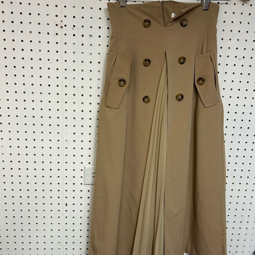 Fray I.D Chic Tan Pleated Women's  Skirt - Picture 2 of 11